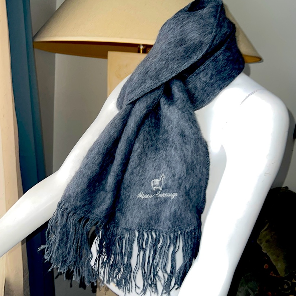 Alpaca Camargo Grey Fringe Scarf